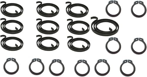 Door Handle SpringsX10 Plus CirclipsX10 Replacement Repair Kit,2.5 Turns x 2.5mm Thickness, Replacement Internal Coil Repair Spring and Circlips Black Zinc Coating (Set of 10+10)