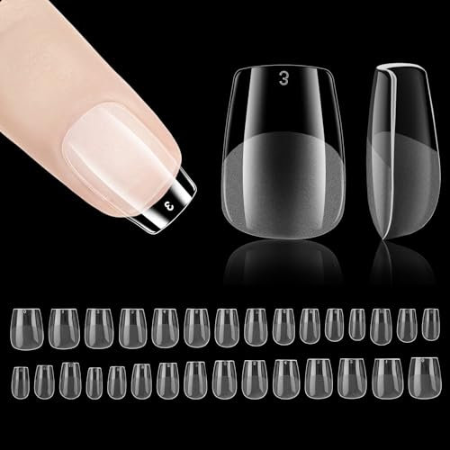 Nzakybbi Extra Kurz Nageltips Ballerina Full Cover Nail Tips Soft Gel Nagel Tips für Gelnägel, 240 Stück XXS Pre-Shaped Klare Coffin Nagelspitzen Pre-buff Künstliche Nägel mit Box, 15 Größen