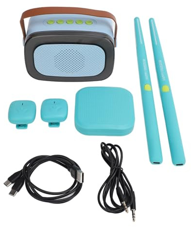 Elektrisches Lufttrommel-Set, Tragbares Professionelles Virtuelles Trommelset mit 3D-Bewegungserkennung für Erwachsene, Kinder, Anfänger (Himmelblau)