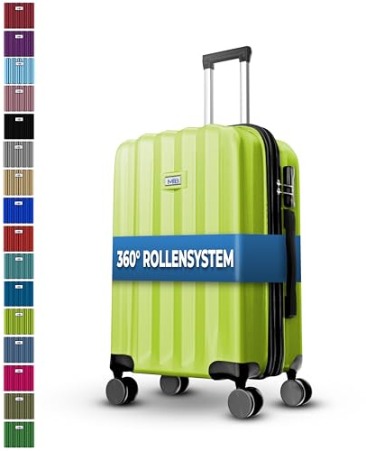 MY TRAVEL BAG Hartschalen-Koffer Trolley ABS Reisekoffer 4 Zwillingsrollen (Handgepäck-Mittel-Groß-Set) + 5cm Dehnungsfuge (Grün, Großer Koffer (75cm))