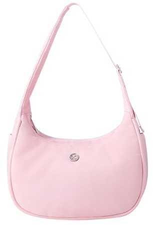 Babysun Mini-Umhängetasche für Damen, Nylon, Halbmondtasche, Unterarm-Umhängetasche, Damen-Schulterhandtaschen, kleine Tragetasche, Weiß