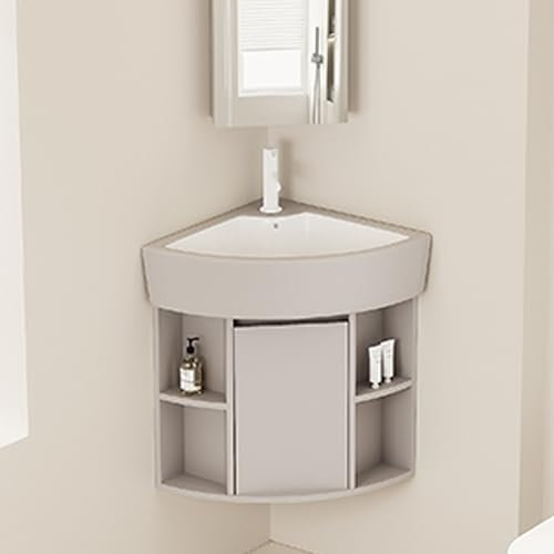 JOSIAHCQ Meuble d'angle Salle de Bain avec Vasque Meuble sous Lavabo Salle de Bain Meuble Lave Main WC avec Robinet Parfait pour Les Petits Espaces(42cm/16.53in)