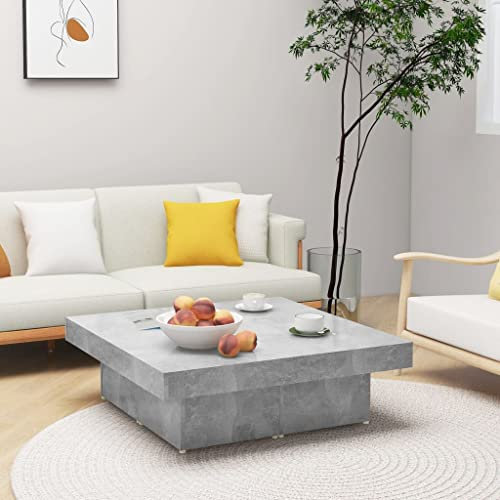 prissent Couchtisch 90x90x28cm Betongrau Holzwerkstoff Wohnzimmertisch Blumenständer Coffee Table Stehtisch Outdoor Plant Stand Kleiner Tisch Gartentisch Tischplatte Betttisch