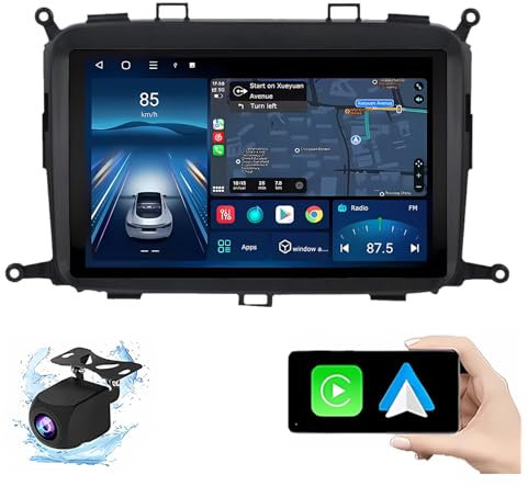 Android 14 Autoradio per KIA Carens 2013-2018 9 Pollici Stereo Auto Radio Doppio DIN con CarPlay/Android Auto GPS USB Bluetooth WiFi FM Comandi al Volante Touchscreen(P3(2G+32G))