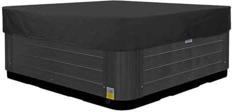 Couverture pour Bain à Remous Extérieur, Housse de Protection pour Spa en Tissu Oxford 210D Imperméable Anti-poussière Bache de Piscine Carrée,Noir,244x244x30cm