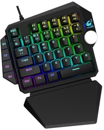 PHENOFICE Tastiera Gaming Tastiera Gaming Ergonomica Una Mano Gaming Tastiera Della Mano Destra LED Tastiera Del Computer Un Braccio Della Tastiera Tastiera USB Cablata Tastiera Su Un Lato