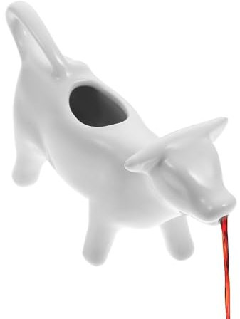 Jarra para crema, jarra de leche con forma de vaca con asa, jarra de leche de café, jarra de crema de animales, tarro de jarabe de café, cremas de porcelana blanca en forma de vaca para café y salsas
