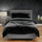 Leonado Vicenti Teddyplüsch Bettwäsche 4 TLG 155x220 cm Cashmere Touch Warme Winter Uni Bettbezug Deckenbezug Kissenbezug Anthrazit Schwarz