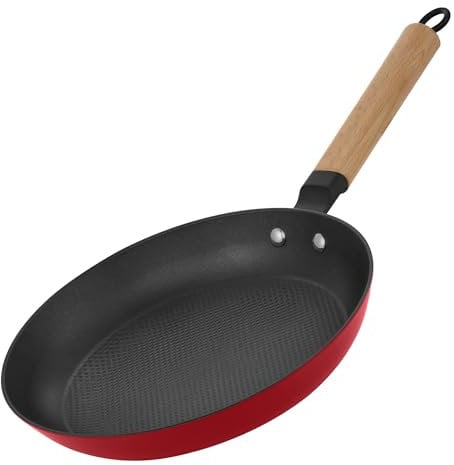 YUTANN 10 Pre-seasoned Cast Iron Skillet,Enamel Non-stick Frying Pan with Detachable Wooden Handle,Lightweight Non-toxic,Dishwasher Oven Safe (500°F)