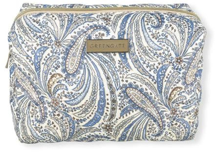 GreenGate Kulturtasche Elva beige blau Paisleymuster Kulturbeutel