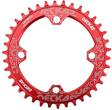 HESHUWEN Kettenblatt Runder Fahrradkettenrad 10 4BCD 40 42 44 46 48T 50 52 Zahn MTB Bike Mountainbike-Ketten-Ringkettenrad 104 BCD Kettenblatt 38 ZäHne(52T,Red)