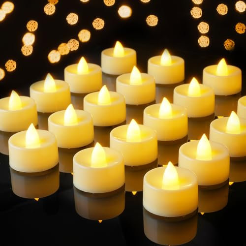 AMAGIC Lot de 50 bougies chauffe-plat LED sans flamme, à piles, pour la fête des mères, Noël, vacances, mariage, anniversaire, fête des pères, Noël