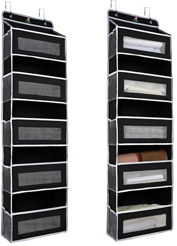 Tapple Heavy Duty Over The Door Storage Organizer 5 Pockets - Breathable Fabric, Universal Fit – Practical, Stylish, Durable Back Of Door Storage for Boys, Girls, Toddlers Stuffed Animal Toys (Black)