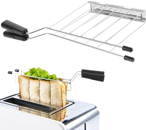 1Pezzi Pinze per Toast per Tostapane,Pinze per Tostapane, Griglia e Fondo Contenitivo in Acciaio,Maniglie in Plastica ad Alta Resistenza Termica,Si adatta alla maggior parte delle macchine per il pane