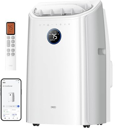 DREO Portable Air Conditioner 515S, 12000 BTU ASHRAE (8000 BTU DOE) Smart AC Unit for Bedroom with Drainage-free Cooling, Fan&Dehumidifier 3 in 1, APP/Voice/Remote, Quiet Standing AC for Room Indoors
