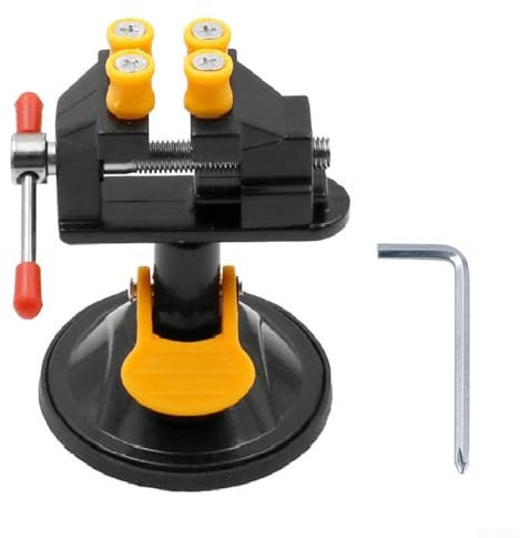 Tornillo de banco giratorio pequeño de diseño inteligente con tecnología avanzada de succión (plateado)