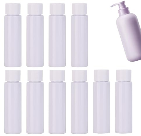 Behälter in Reisegröße, 10 x Lotionsbehälter, nachfüllbarer Spender, tragbar, 30 ml, auslaufsicher, Zubehör für Conditioner, flüssige Creme, Gesichtswäsche, Duschgel, Toner, Shampoo, weiß, Refer to