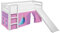 Lilokids Hochbett mit Rutsche JELLE 90×200 cm | 90x190 cm – Kinderbett & Spielbett aus Massivholz (Kiefer) inkl. Lattenrost – Verschiedene Markenmotive (Disney Frozen Eiskönigin lila, 90 x 190 cm)
