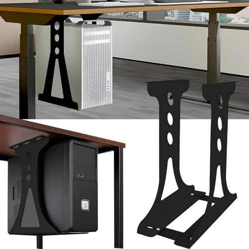 Supporto Per Pc, Acciaio Inox Supporto Per Pc Sotto La Scrivania Supporto Per Pc Nero Sotto Il Tavolo Larghezza Regolabile 15-25cm Fino 30 Kg Per La Maggior Parte Degli Host