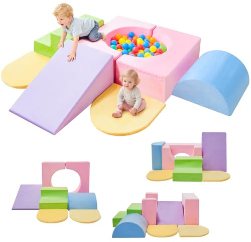 IFNOW Climbing Toys for Toddlers Indoor,7-Piece Foam Toddler Climbing Blocks Set, Colourful Soft Play Climbing,Play Gym Climber Structures for Toddler,Climb and Crawl Play Set with Widended Velcro