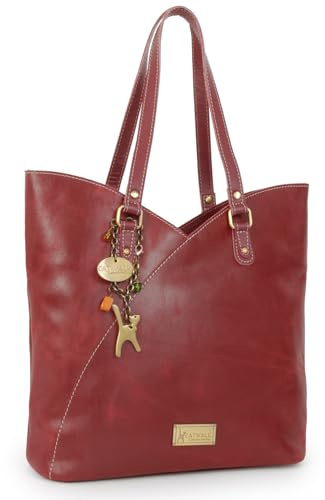 Catwalk Collection Handbags - Große Schultertasche für Damen - Tulpenförmig Tote Bag - Antikleder Leder - für Notizbuch A4 - Abigail
