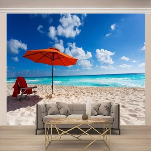 Dreidimensional Blauer Himmel Weiße Wolken Meer Sandstrand 3D Tapeten Tapete Luxus Home Esszimmer Fototapete Effekt Wohnzimmer Schlafzimmer Kinderzimmer-430cm×300cm