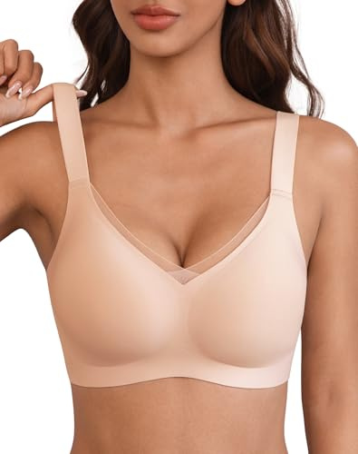 INNERSY Women's Bras Non Wired Seamless Bralettes Full Coverage Padded Bra | Adjustable Straps Everyday Bralettes, Elegant Tulle Trimmings, Full-cup Tops, Daily Comfort Underwear, Includes an Extender