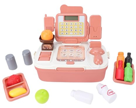 UPALDHOU Registrierkassen-Spielzeug mit Sound-Licht-Rechner, ABS-Kunststoff, Vorgetäuschtes Spielgeschäft, Kassierer-Schreibtisch Zum Mathe-Lernen Im Alter von 3–6 Jahren