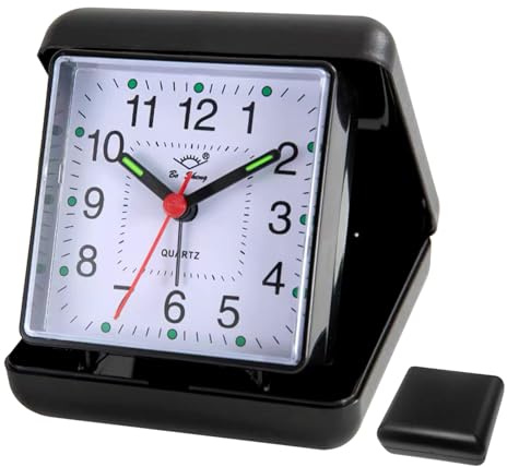 Travel Alarm Clock Folding Design Quartz Folding Travel Alarm Clock Battery Operated Bedside Silent Clock Portable No Ticking Clocks with Clear Arabic Numbers for School Bedside Travel OfficeDesk Camp