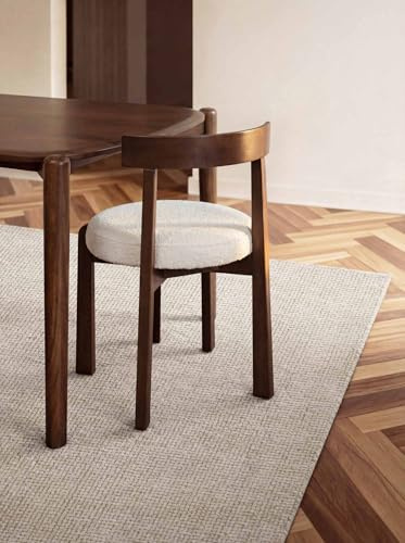 Ted Baker Wollteppich Croom - Natürlicher Wohnzimmerteppich, 100% Wolle Naturteppich, Handgewebt & Zeitlos, Naturfaser Teppich für Wohnzimmer, Schlafzimmer, Esszimmer – Natur Weiß, 120x170 cm