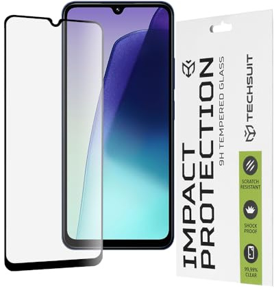 Techsuit Displayschutzfolie für Xiaomi Redmi 14C, Poco C75, Xiaomi Redmi A5 4G Gehärtetes Glas mit 9H Härte, Vollständige Abdeckung, Stoßschutz, Anti Fingerabdruck, Blasenfrei, 111D Full Glue
