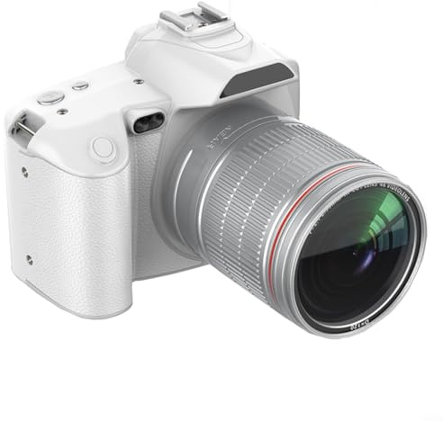 Hoppipola D5 Digitale Spiegelreflexkamera mit 16-fachem Anti-Shake-Zoom, für Dual-Objektiv-Setup, F2,7-Blende, 7,6 cm Touch-Display und WiFi-Fernbedienung (weiß)