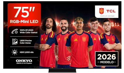 TCL 75RM7L – Smart TV RGB‑Mini LED 4K HDR10+ da 75, 2.000nit | 1,800 Precise Color Zones, Dolby Vision IQ & Atmos, 2.1 Onkyo Sound, Game Master, 144Hz VRR, Apple AirPlay 2