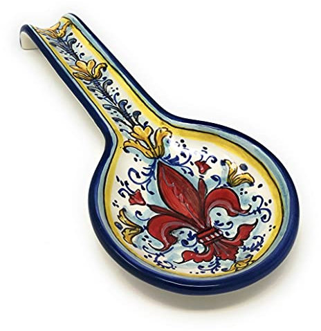 CERAMICHE D'ARTE PARRINI- künstlerische italienische Keramik, Verlegung Schöpfkelle, Lilie Dekoration, Hand in ITALIEN Toscana bemalt
