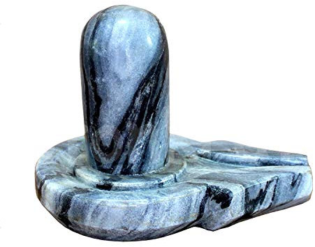 KLEO Marmor Stein Shiva Lingam Shiv Leng Idol Murti Statue (4.25 Schwarz)