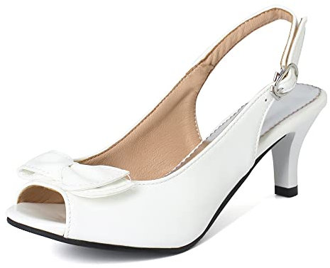 Onewus Sandali da donna con tacco alla moda, estivi, bianco, 38 EU