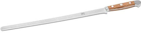 GÜDE Solingen - Lachsmesser geschmiedet, 32 cm, Fasseichenholz, ALPHA FASSEICHE, Doppelkropf, Handmade Germany