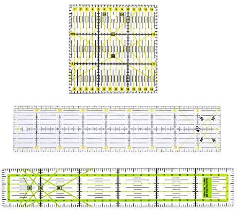 perfk Patchworks-Lineal Set, Acryl Quilt-Lineal, 3 Größe: 15x15cm, 10x45cm, 5x30cm