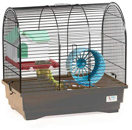 decorwelt Hamsterkäfige Grau Außenmaße 40x25x39 Nagerkäfig Hamster Plastik Kleintier Käfig mit Zubehör
