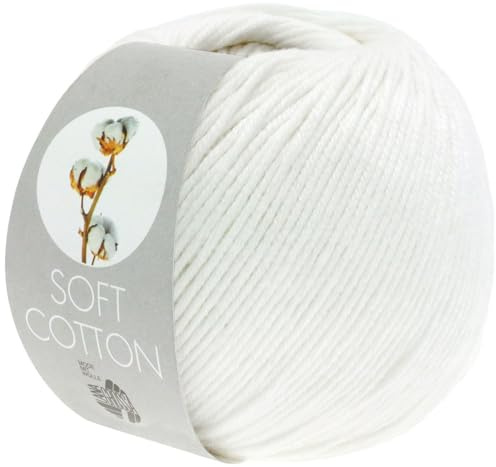 LANA GROSSA Soft Cotton | Weiches Baumwollgarn mit modernem Mikrofaseranteil | Handstrickgarn aus 70% Baumwolle & 30% Polyacryl | 50g Wolle zum Stricken & Häkeln | 140m Garn FB10