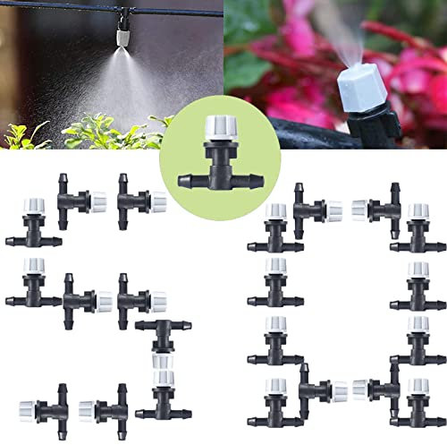 50 sistemas de riego de jardín, kit de riego con gota de gota automática para Micro + junta de manguera, boquilla pulverizadora de agua, terraza, jardín y exterior, mini de riego, Dripper