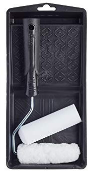 Harris 101092201 Essentials Mini Roller Set for Walls & Ceilings with Tray and Frame, 4” Emulsion & Gloss Roller Sleeves