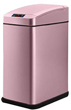 Poubelle Induction automatique électrique avec couvercle poubelle Accueil Salon Smart Chambre Salle de bains avec couvercle rectangulaire étroit poubelle 7L poubelle cuisine (Color : Rose gold)