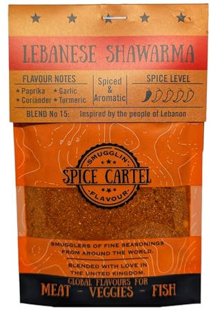 Spice Cartel's Lebanese Shawarma. Seasoning Blend For Authentic Lebanese Chicken. Yoghurt Marinade Recipe. 35g Resealable Pack Seasons 1kg+ Of Protein. Premium UK Hand Blended.