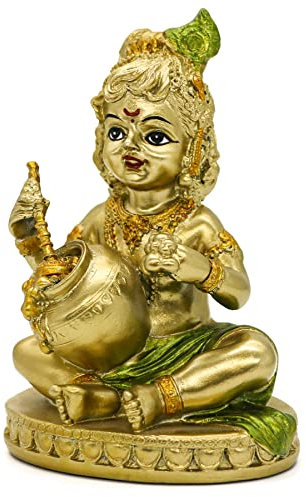 Hindu-Gott-Baby-Krishna-Statue – indische kleine Krishna-Idol-Figur, Heimbüro, Mandir-Tempel, Pooja-Artikel, Indien, Murti-Buddha, religiöse Geschenke, Lord Krishna Skulptur