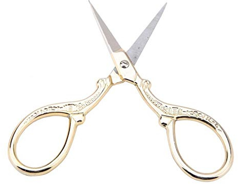 Tyenaza Embroidery Scissors, Deko Schere, Gold Schere Vintage, Nähschere Scharfe Spitze Edelstahl Vintage Europäische DIY Werkzeuge Schneiderschere für Stoffstickerei Handarbeiten(Gold)