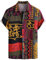 LucMatton Herren Leinen Traditionelle Muster Print Kurzarm Button Down Hawaiihemden, Grau/Orange, XXL