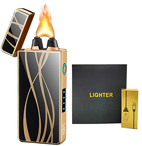 RSBYE Elegante Encendedor Electrónico, Mechero Electrico con Arco Eléctrico Engrosado, Encendedor Electrónico de Plasma, Mechero Electrico USB Recargable, Mechero para Hombres (Línea)