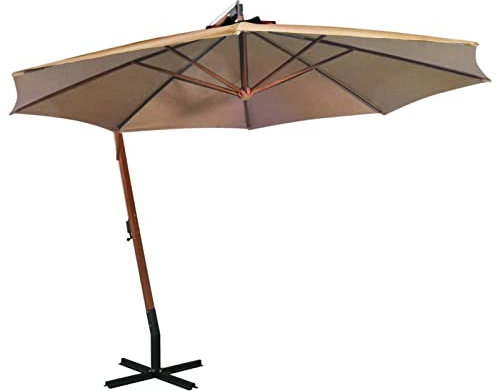CANLAY Parasol d'extérieur Parasol Mural Abri Solaire Parasol de Jardin Parasol de Plage Patio Extérieur Parasol d'extérieur avec mât en Bois Noir 200x300 cm
