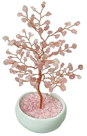 TOMYEUS Crystal Tree/Money Tree Handmade Decorations Natural Pink Crystal Lucky Tree Peach Tree Gift Desktop DIY Small Ornaments Gem Tree